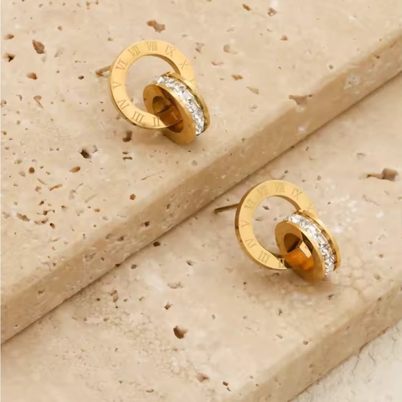 Maryse - Luxury Roman Stainless Steel Zircon Stud Earring - Picture 6 of 8